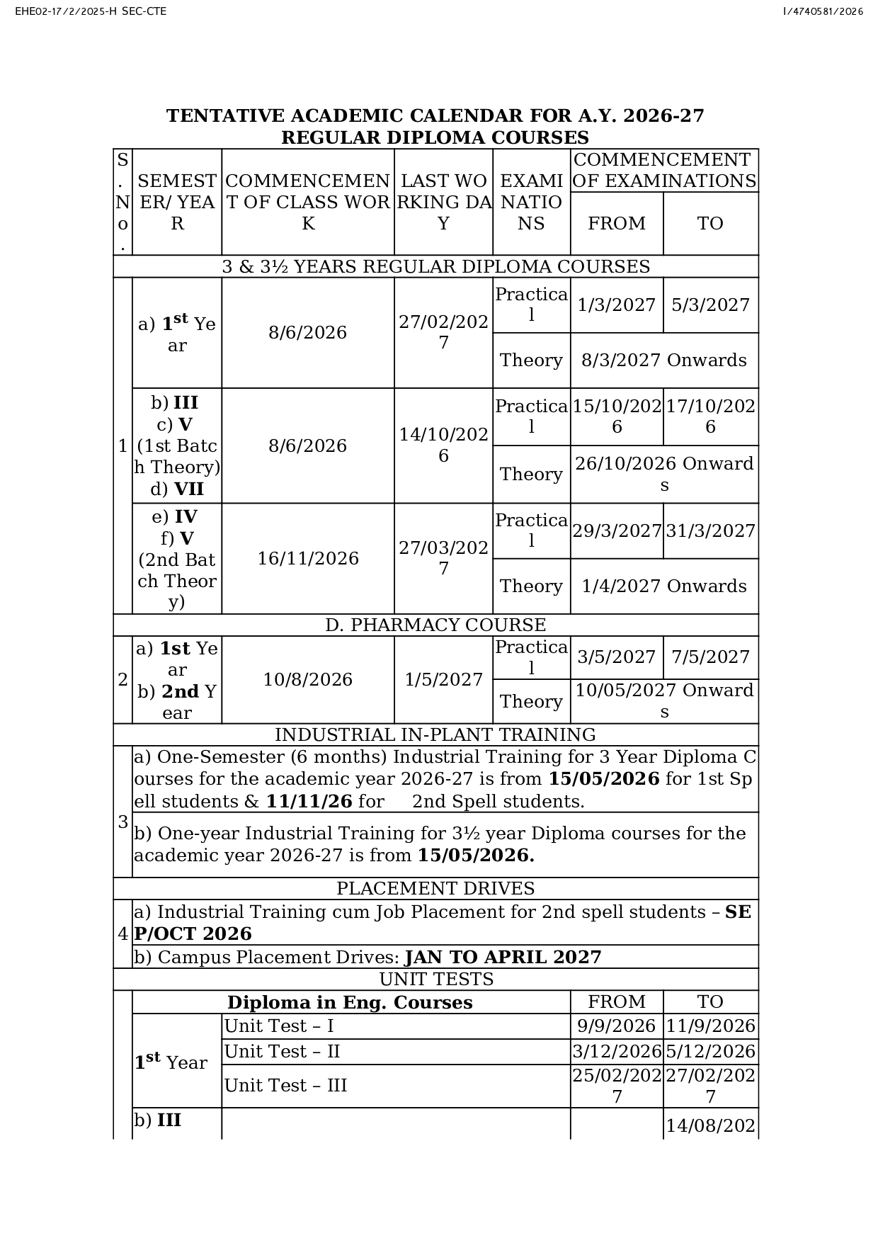 Academic Calendar 2026-27 Page 1